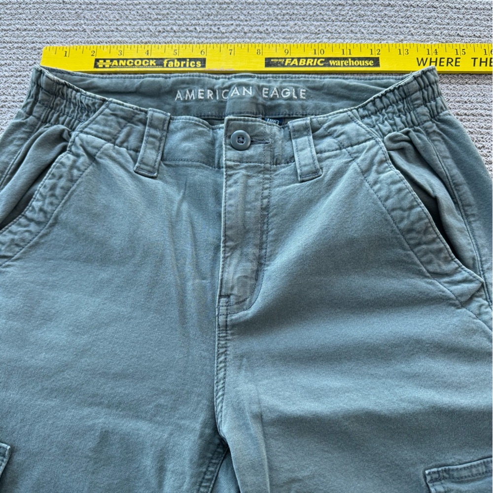 American Eagle Outfitters Stretch Cargo Straight Pants in Teal Blue Size 4 Long - Picture 6 of 11